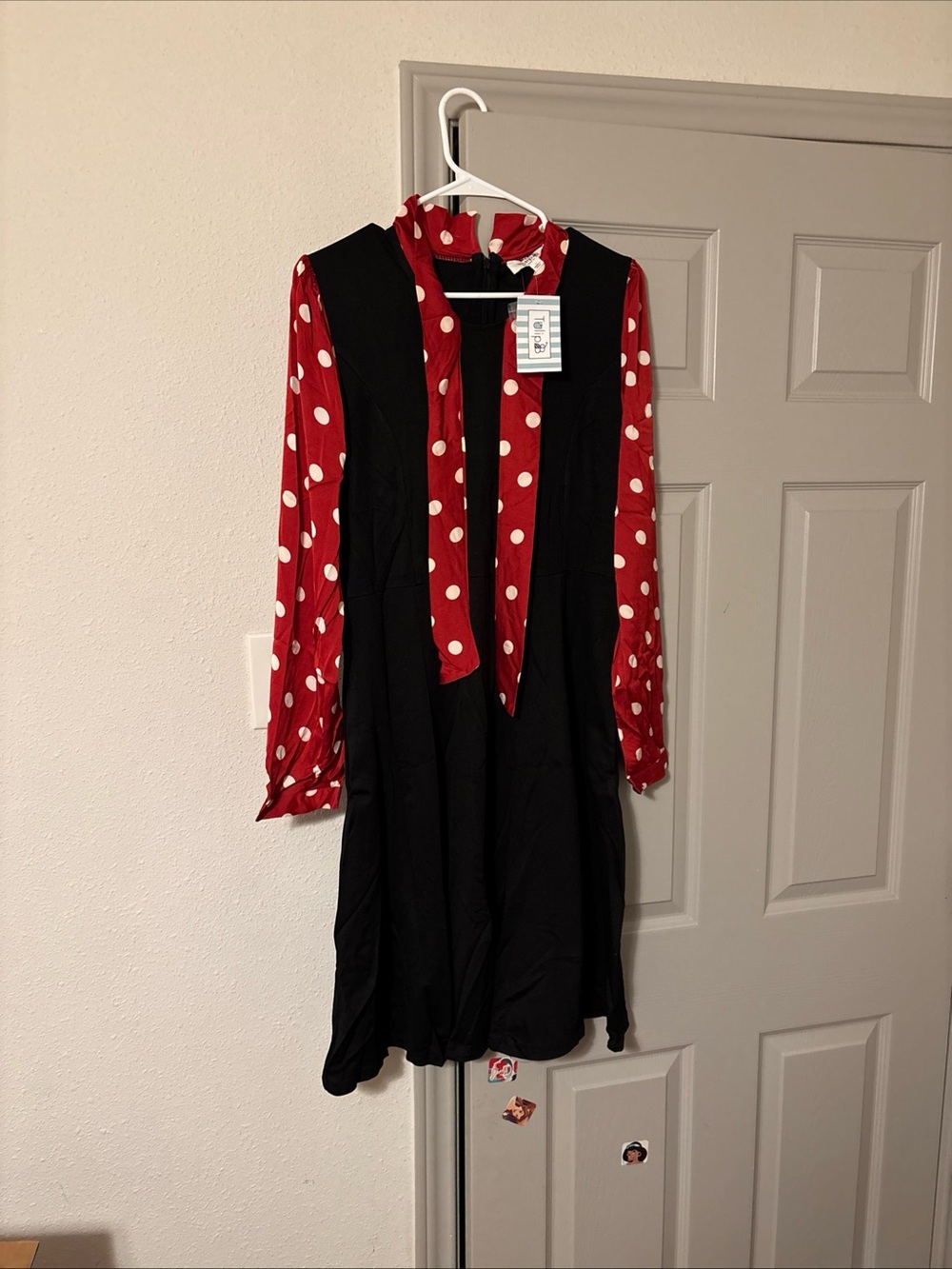 Tulip B Large Black/ Red Vintage Retro Polka Dots Swing Dress/pockets NWT